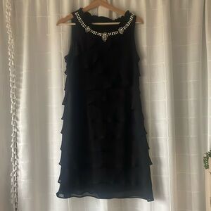 Dressbarn callectian size 12 black dress with neck pearls